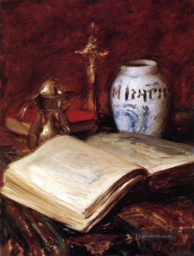 William Merritt Chase Painting - The Old Book William Merritt Chase